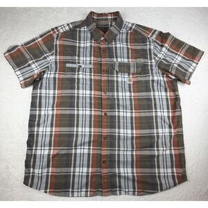 Carhartt Force Relaxed Fit Men's Plaid Short Sleeve Shirt Size 2XL Zipper Pocket
